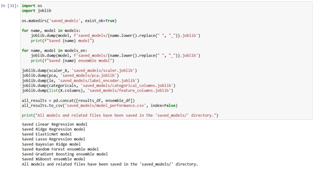 23. Saving the Models for Future Use